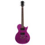 Johnson JL-750 electric guitar; Finish: purple sparkle; Fretboard: rosewood; Frets: good; Electrics: