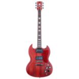 Stellah SG kit guitar, cherry stain finish, active electronics and hard case