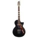 Interesting German solid body electric guitar, possibly by Voss; Finish: black with white plastic