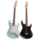 Yamaha ERG121C electric guitar in tired condition; together with a Nevada S Type electric guitar (