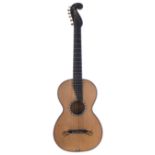 Interesting Viennese school guitar with adjustable neck and Stauffer type head, circa 1825; Back and