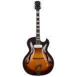 1956 Guild CE-100 hollow body electric guitar, made in USA, ser. no. 3xx8; Finish: sunburst, lacquer