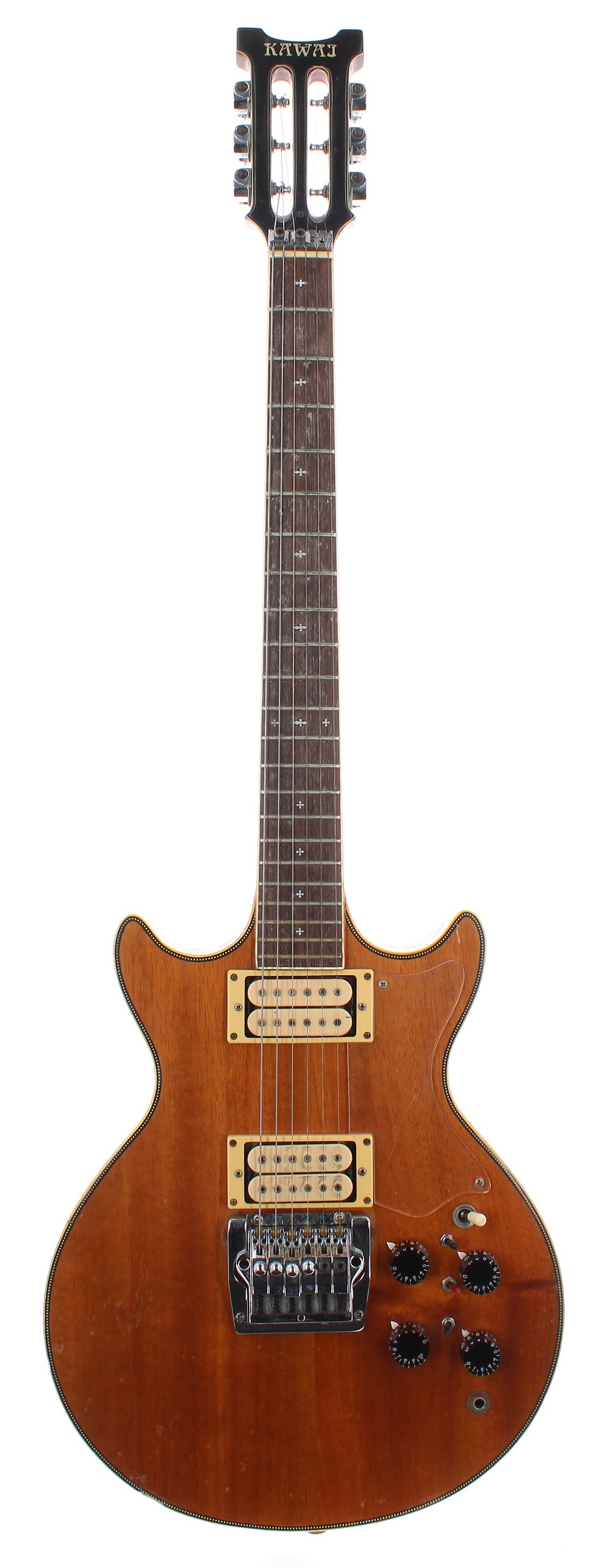 Late 1970s Kawai KS-12XL electric guitar, made in Japan; Finish: natural, many dings and heavier