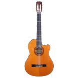 Jasmine by Takamine TC28C electro-classical guitar, made in Korea, ser. no. 8xxxx1; Back & Sides: