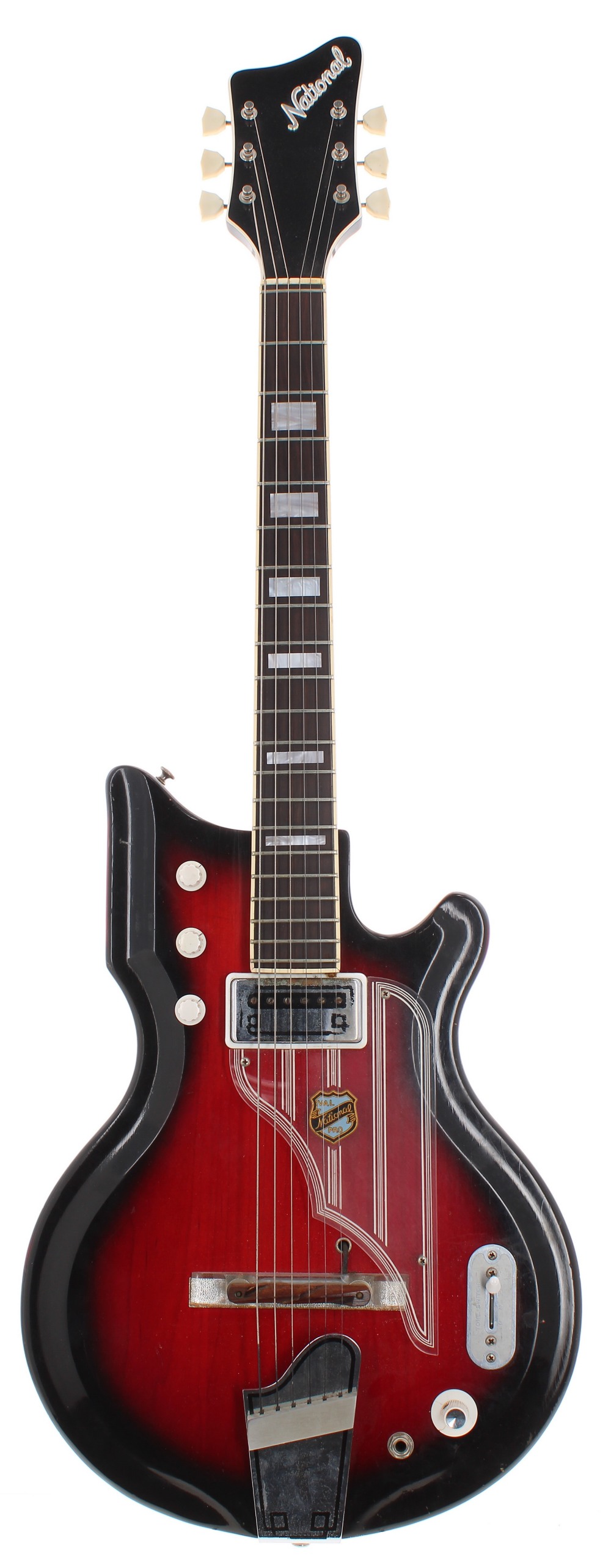 1962 National Westwood 75 electric guitar, made in USA, ser. no. G3xx1; Finish: red burst, lacquer