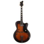 1950s Hans Frederik Jensen Single archtop guitar; Finish: sunburst, herringbone binding placed to