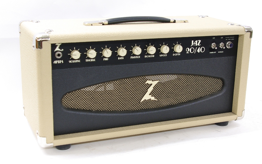 Dr. Z Jaz 20/40 guitar amplifier head, made in USA, ser. no. T2906, dust cover