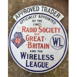 Rare original double sided enamel sign for the "Radio Society of Great Britain and the Wirel