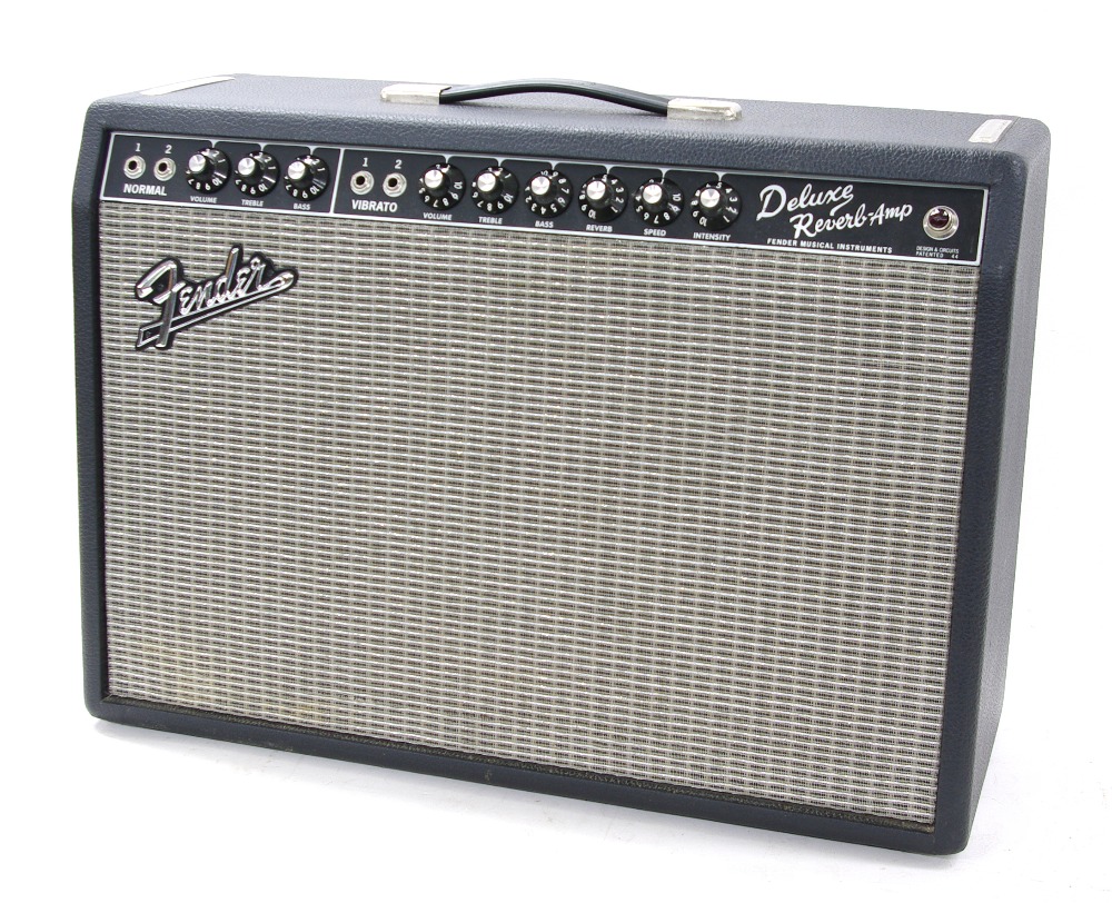 Fender '65 Deluxe Reverb-Amp guitar amplifier, made in USA, ser. no. AC037930, dust cover