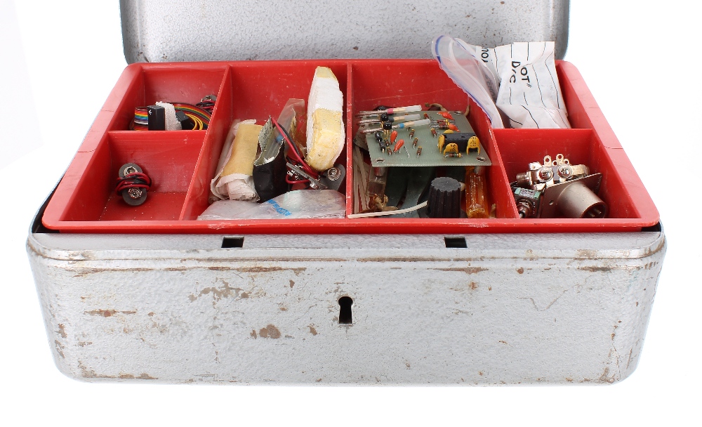 Interesting lock box labelled 'Alembic Tools (GTR RM)', containing a selection of tools and