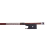 Fine silver mounted French violin bow, unstamped but probably by Sartory, the stick round, the ebony