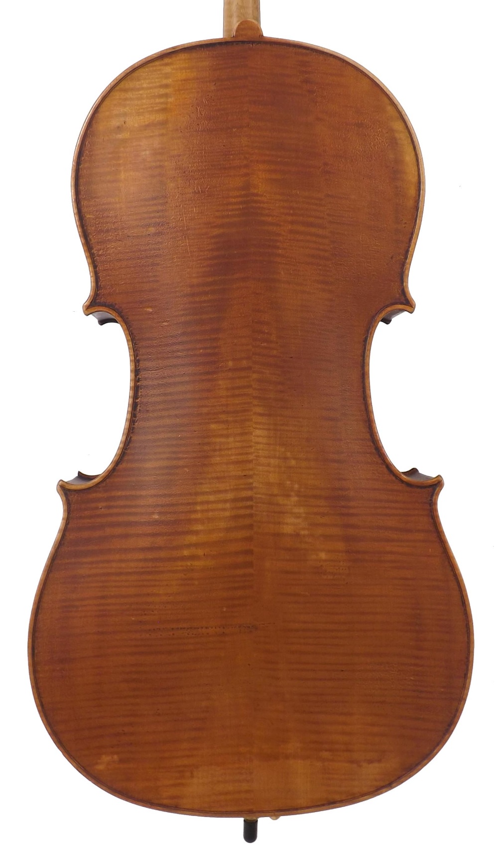 Good violoncello circa 1900, probably English, unlabelled, the two piece back of fine/medium curl - Image 2 of 3