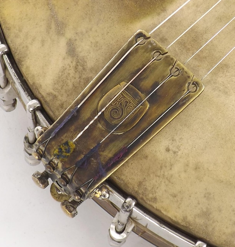 Rare 1930s Selmer tenor banjo, made in France, with rosewood veneered birds eye maple ring, - Image 6 of 8