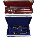 Boosey & Hawkes Regent oboe, cased; also a Boosey & Hawkes Emperor silver plated flute, cased, (2)