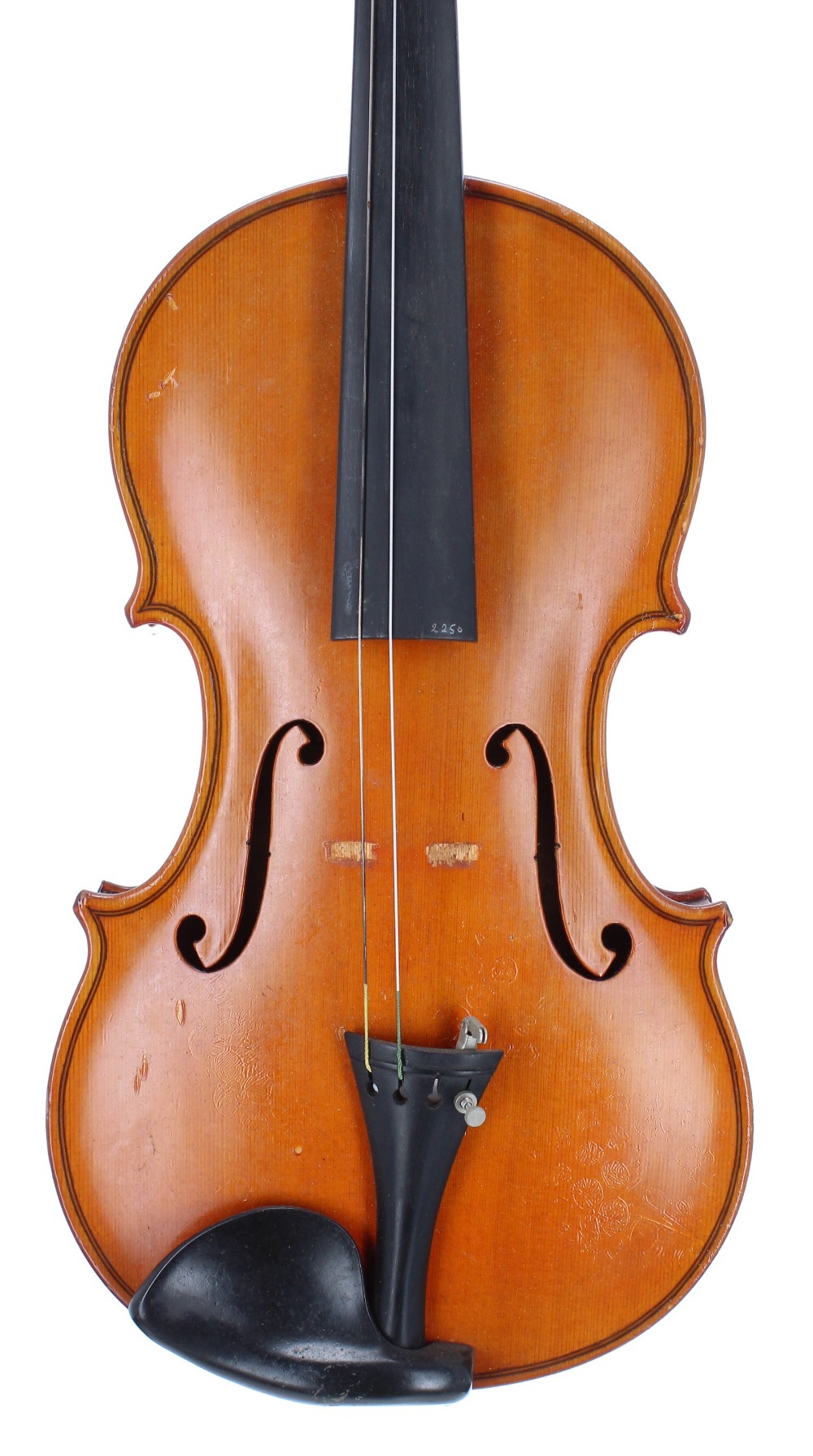 Scottish violin by and labelled John McCarter of Dalkeith, Scotland 1954, 14 1/8", 35.90cm, case