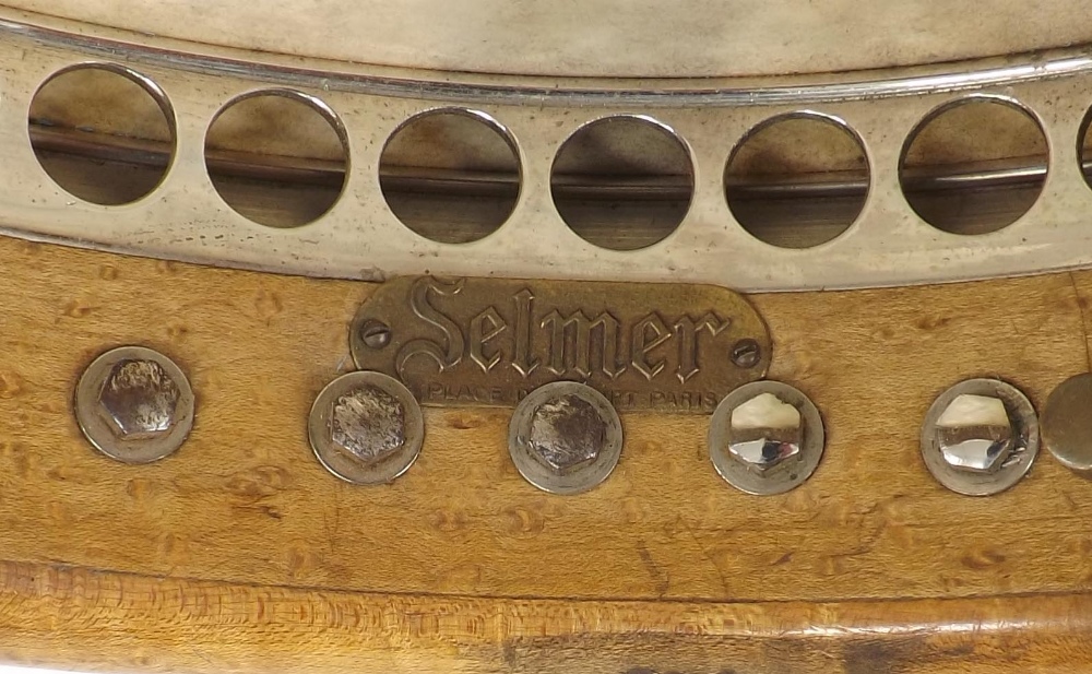 Rare 1930s Selmer tenor banjo, made in France, with rosewood veneered birds eye maple ring, - Image 8 of 8