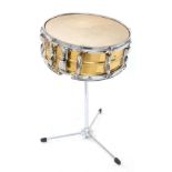 Premier 14" brass shell ten lug snare drum with vintage Beverley stand *Sold on behalf of the estate