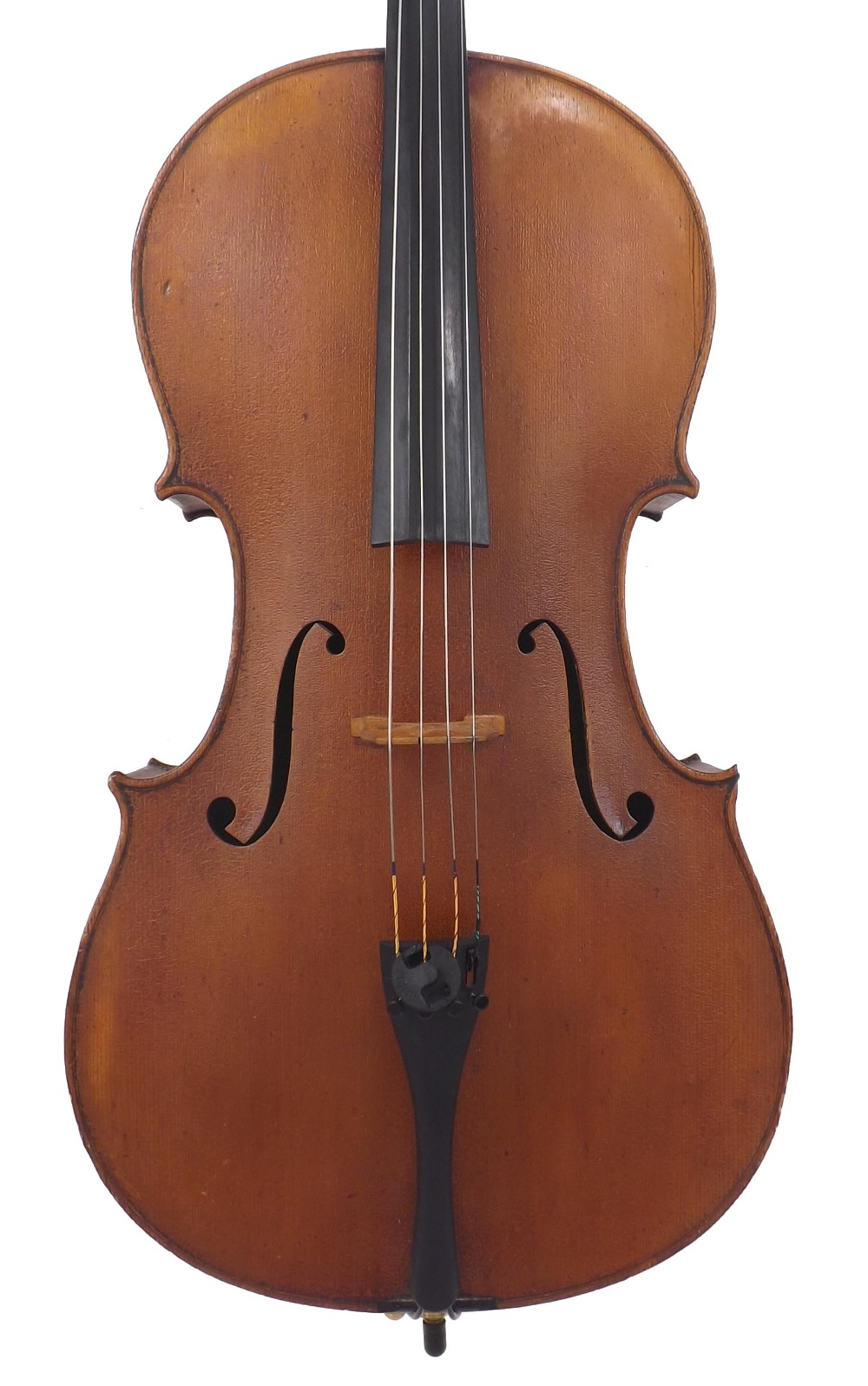 Good violoncello circa 1900, probably English, unlabelled, the two piece back of fine/medium curl