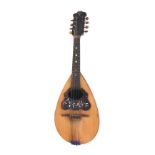 Neapolitan mandolin labelled Pietro Tonelli...Napoli, with faux tortoiseshell and mother of pearl