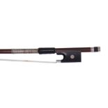 Silver mounted violin bow circa 1920, unstamped, 63gm *Please check CITIES regulations regarding