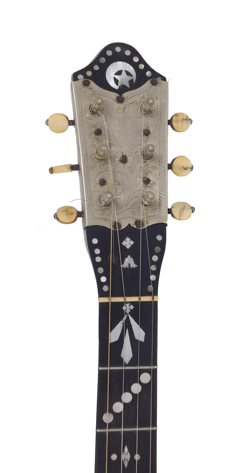 Interesting unnamed five string banjo, the rosewood resonator inlaid with boxwood lines, the - Image 2 of 3