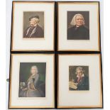 Group of four coloured etchings of famous musicians/composers, all published by The Museum