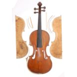 Interesting 19th century violin in need of some restoration and rebuilding, labelled and probably by