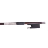 English silver mounted seven-eighth size violin bow by and stamped T. Tubbs, the stick round, the