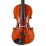 Early 20th century Stradivari copy violin stamped Concert Violin, Conservatory behind the peg box,
