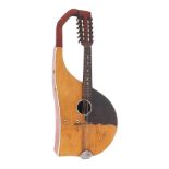 Rare hollow arm harp mandriola (twelve string mandolin), 26 1/2" high overall
