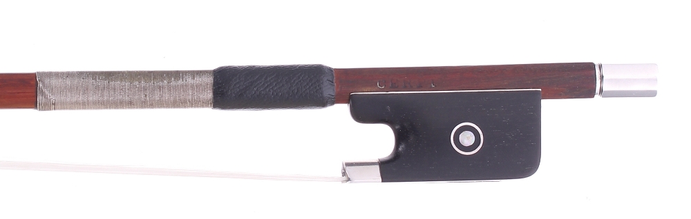 Good silver mounted violin bow circa 1910 and stamped Cerpi to both sides of the handle, the stick
