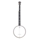 S.S. Stewart five string open back banjo, made in USA, circa 1890, no. 51032, with 11" skin and 27.