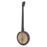 Zither banjo by and stamped W.Temlett, Maker London on the heel, the rosewood resonator inlaid