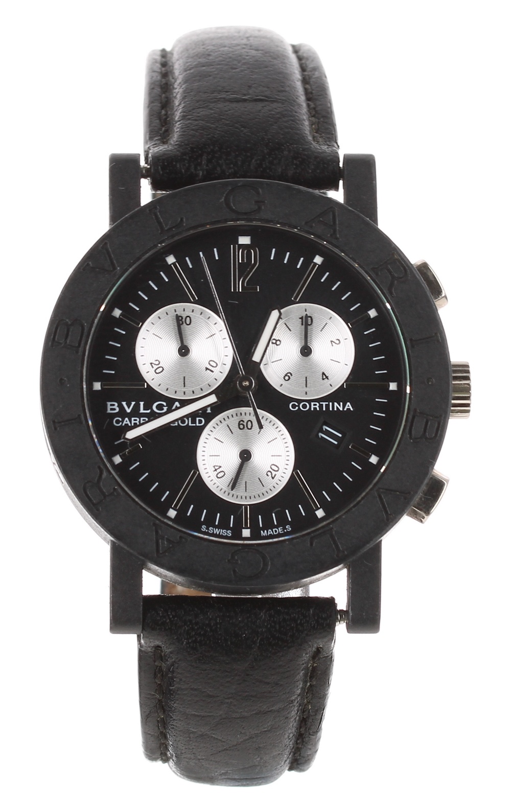 Bvlgari Carbongold Cortina chronograph carbon gentleman's wristwatch, ref. BB 38 CL CH, no. 840/999,