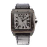 Cartier Santos 100 automatic stainless steel gentleman's wristwatch, ref. 2656, no. 2507xxxx, square