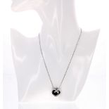 Chaumet Liens Heart 18k white gold diamond and black ceramic pendant on necklace, signed, necklet