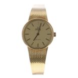 Omega De Ville automatic 18k lady's bracelet watch, circa 1975, case no. 55x 7xxx, champagne dial