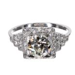 Fine quality Art Deco square diamond cluster ring, round old-cut, the centre stone, 1.15ct approx,