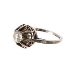 Old brilliant-cut diamond solitaire ring in a white metal mount, 0.81ct approx, clarity SI, colour