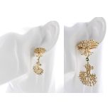 Árvore (Russia) - two pairs of 18k diamond set drop 'Tree of Life' design earrings, 27gm (one drop