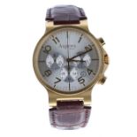 Asprey Chronograph automatic 18ct gentleman's wristwatch, no. 00114-xx-x, circular silvered dial,