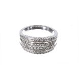 White gold pavé set diamond ring, round brilliant-cut, width 10mm, 7.4gm, ring size O (29)