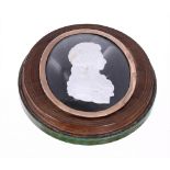 19th century hardstone cameo plaque, depicting a portrait profile of lady mounted beneath a domed