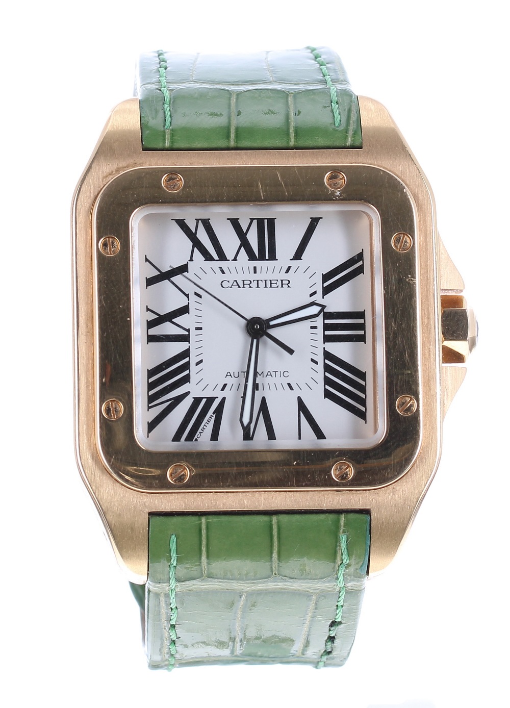 Cartier Santos 100 automatic 18ct gentleman's wristwatch, ref. 2792, no. 3041xxxx, square silvered