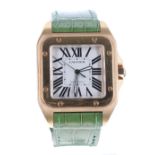 Cartier Santos 100 automatic 18ct gentleman's wristwatch, ref. 2792, no. 3041xxxx, square silvered