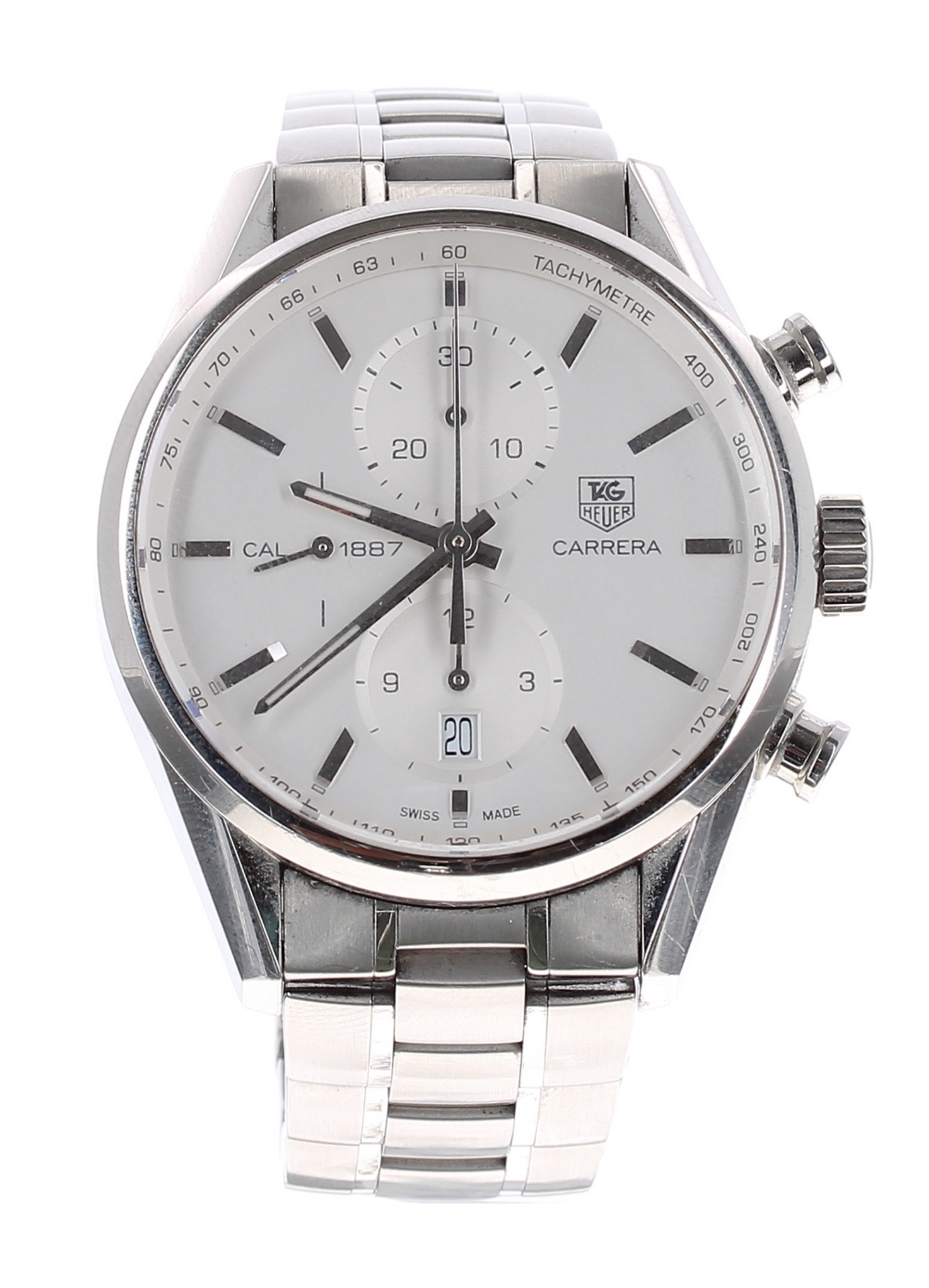 Tag Heuer Carrera chronograph automatic stainless steel gentleman's bracelet watch, ref. CAR2111 no.