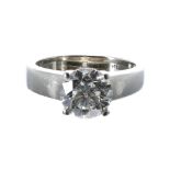 Fine white metal certified diamond ring, round brilliant-cut, 2.085, clarity VS2, colour I, 8mm, 6.