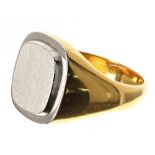 18k bicolour gentleman's signet ring, 12.8gm, 16mm, ring size U/V (307)