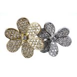 18k yellow and white gold diamond set double flower ring, 13.2gm, 25mm x 34mm, ring size I (334)