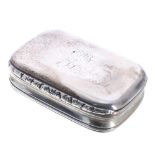 George III Scottish silver snuff box, bearing monogram 'PB to FL' to cover and gilded interior,